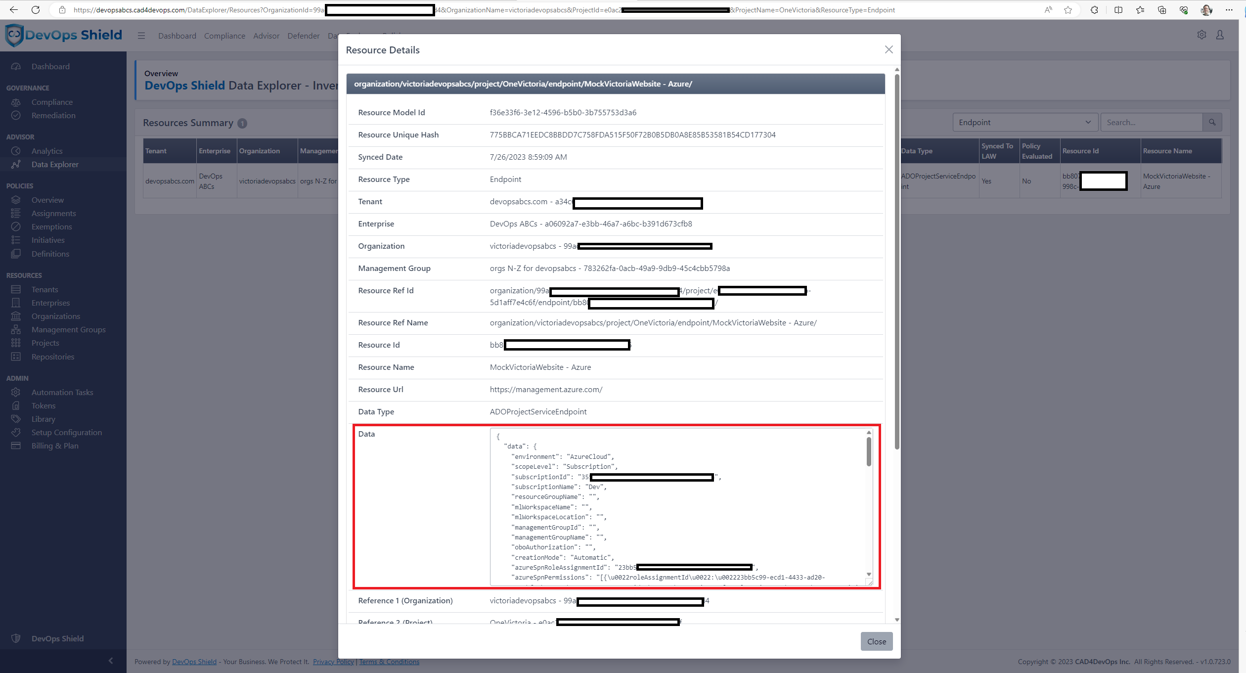 data explorer details
